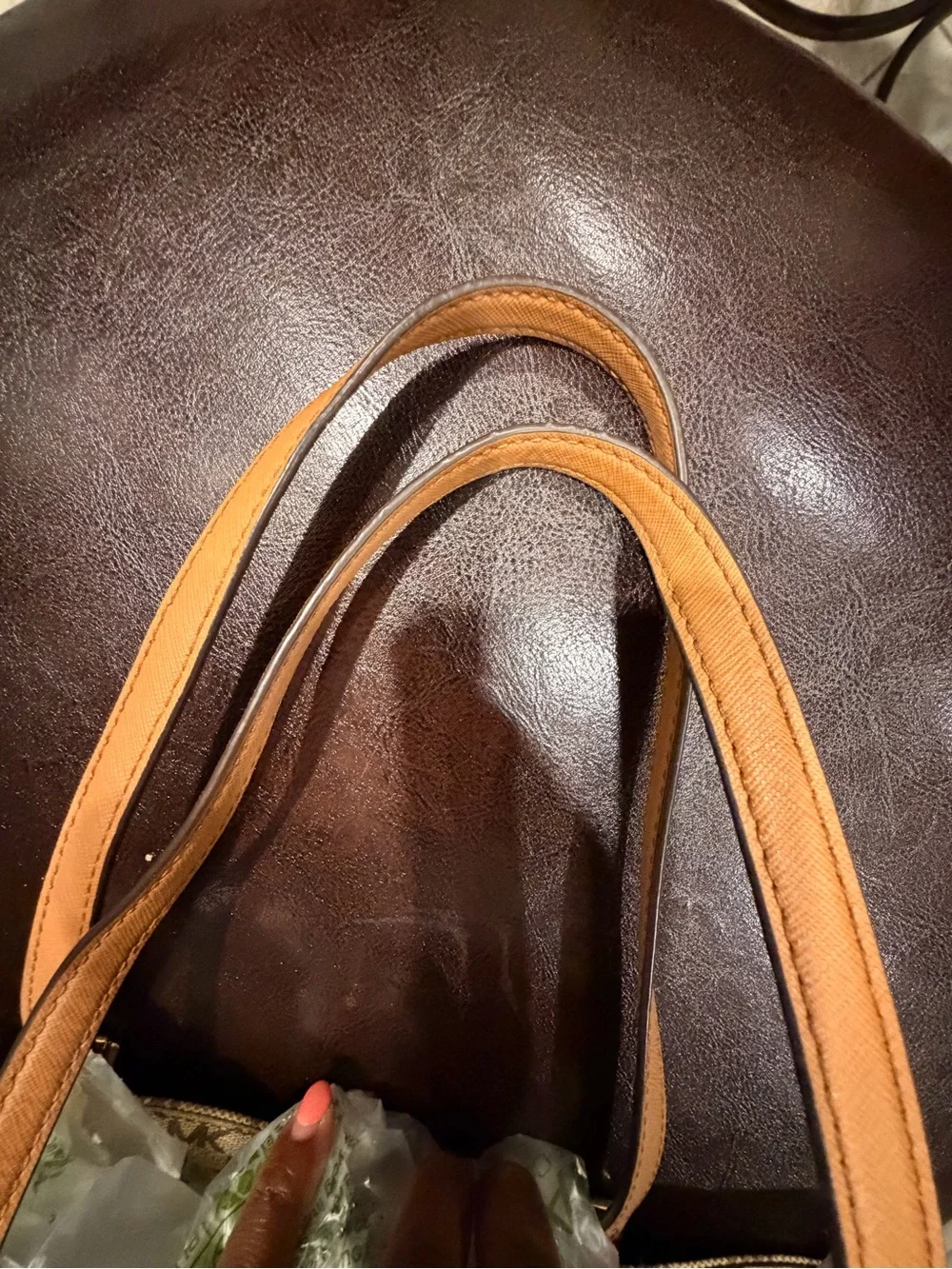 Michael Kors Tan/Beige MK Signature Tote with Front Pocket